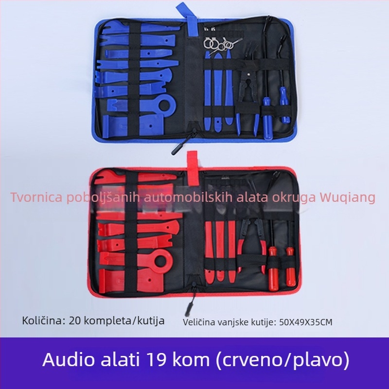 19-dijelni komplet alata za demontažu automobilskog audio sustava, prilagodbu navigacije i demontažu unutarnjih ploča vrata