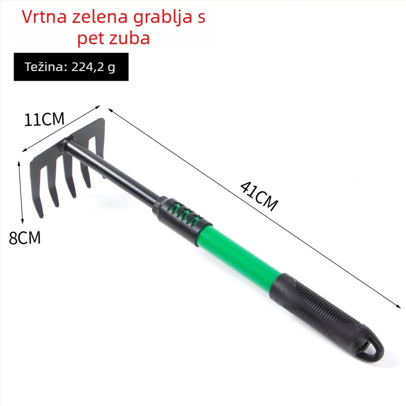 Zeleni set vrtnih alata s plastičnim protivkliznim ručkama – 3-dijelni set za kućno vrtlarenje, sadnju na balkonu, prokopavanje tla i plijevljenje