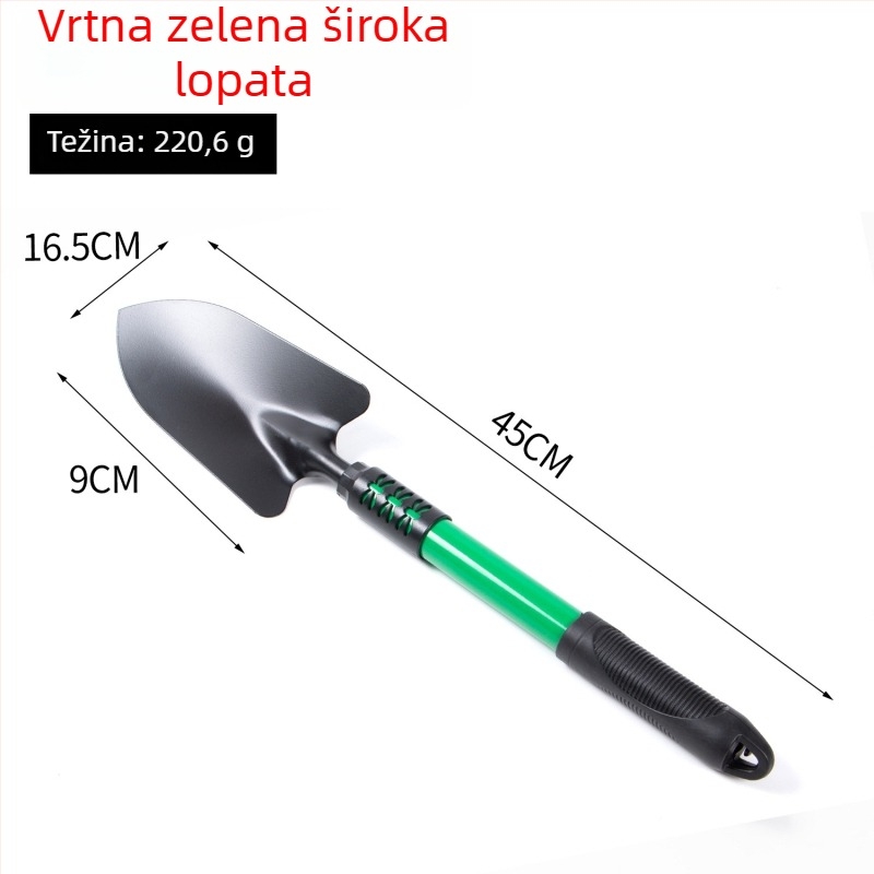 Zeleni set vrtnih alata s plastičnim protivkliznim ručkama – 3-dijelni set za kućno vrtlarenje, sadnju na balkonu, prokopavanje tla i plijevljenje