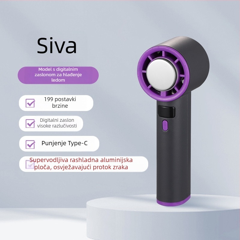 USB prijenosni ventilator za ruku i stolni ventilator s hlađenjem ledom, 4 lopatice, 4 brzine, ugrađena baterija 1000–1200 mAh