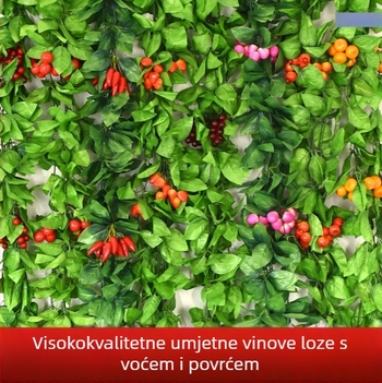 2,1 m umjetna ratanova loza s zelenim listovima i svilenim cvjetovima – stropna dekoracija