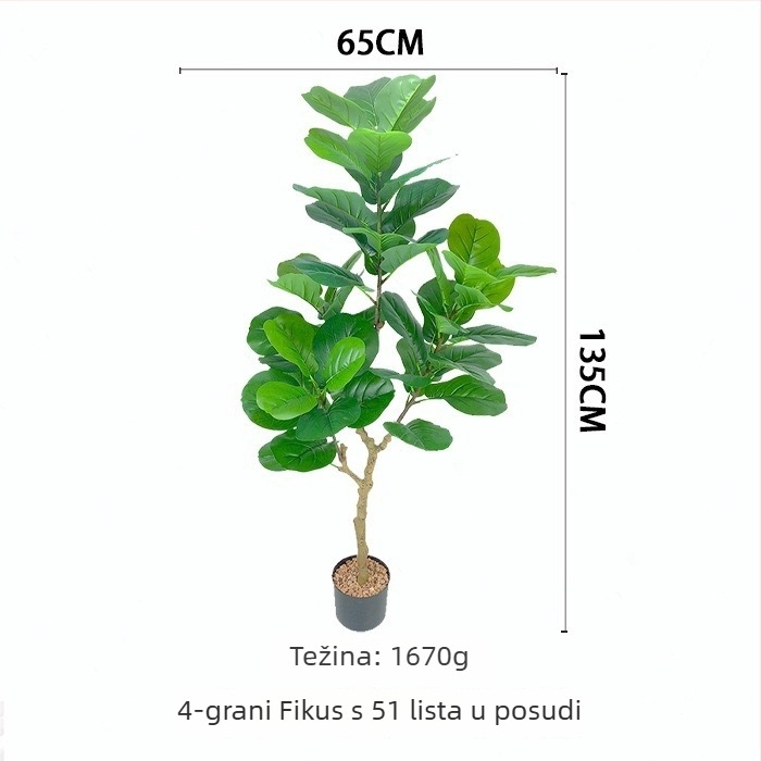 Nordijski stil umjetno fiddle-leaf fig stablo u posudi, veliko unutarnje stojeće stablo za ukrašavanje zida