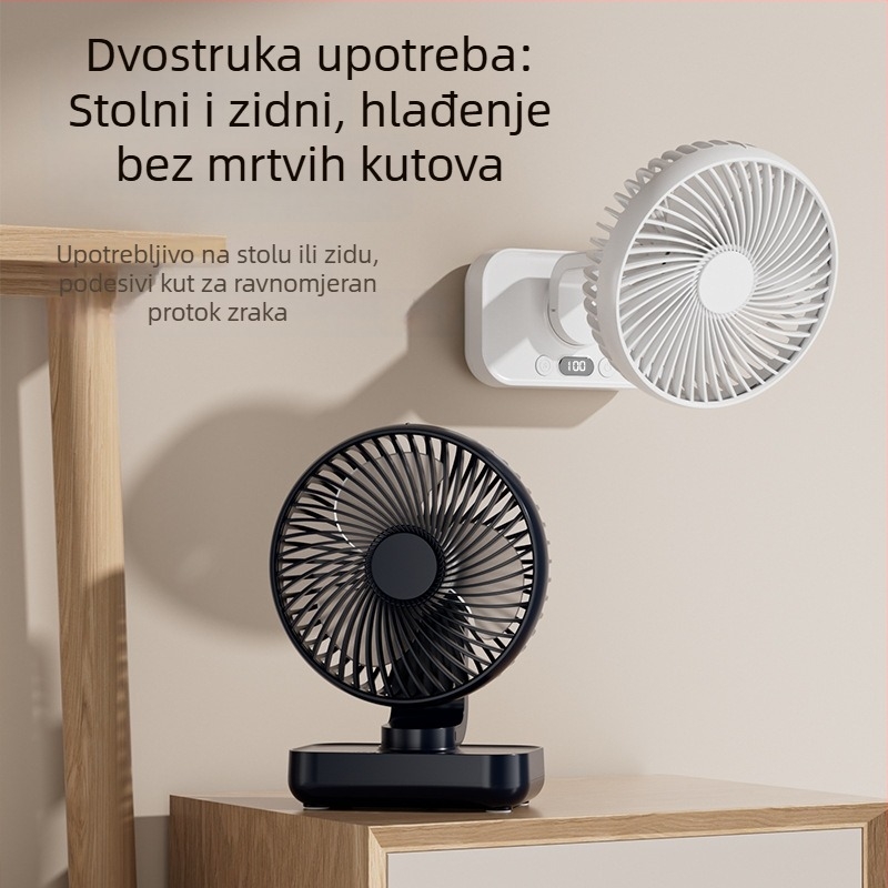Stolni ventilator s okretnom glavom, kompaktni USB ventilator za studentski dom, tih rad, dugo trajanje baterije