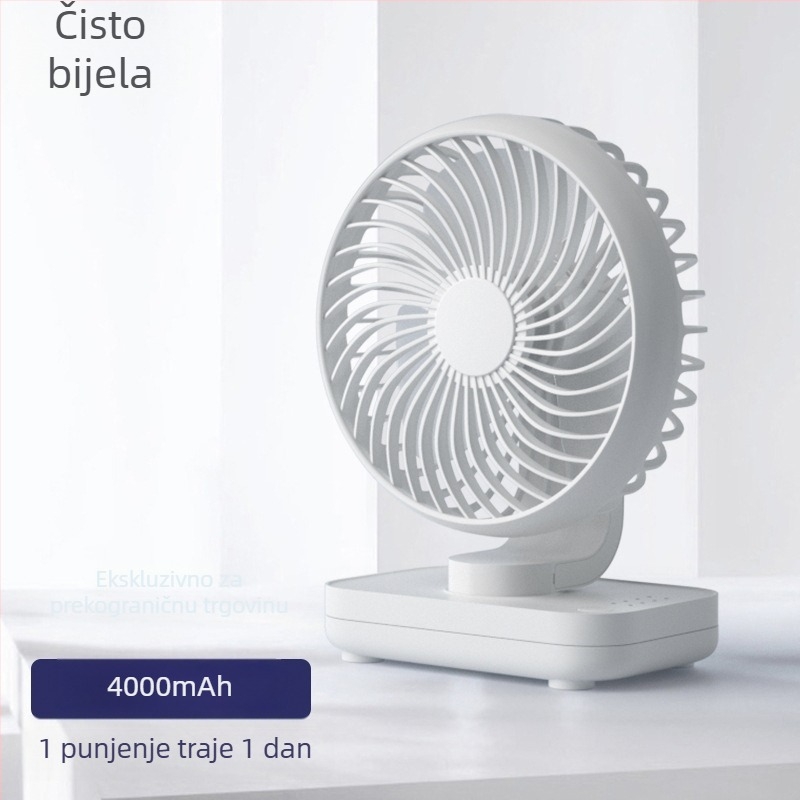Stolni ventilator s okretnom glavom, kompaktni USB ventilator za studentski dom, tih rad, dugo trajanje baterije