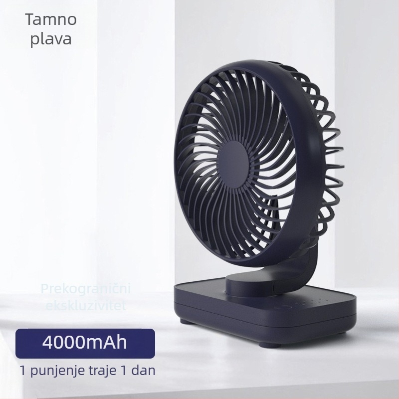 Stolni ventilator s okretnom glavom, kompaktni USB ventilator za studentski dom, tih rad, dugo trajanje baterije