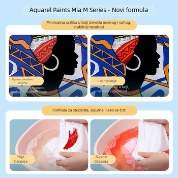 Mia gel gouache set, serija M, 24 boja, prenosive boje za početnike