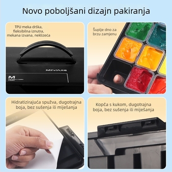 Mia gel gouache set, serija M, 24 boja, prenosive boje za početnike