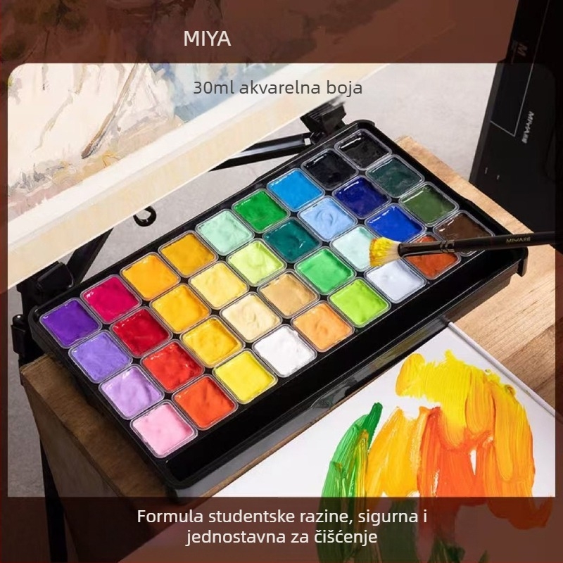 Mia gouache 24 boja 30 ml – set za umjetnost, prijenosni početnički paket M7