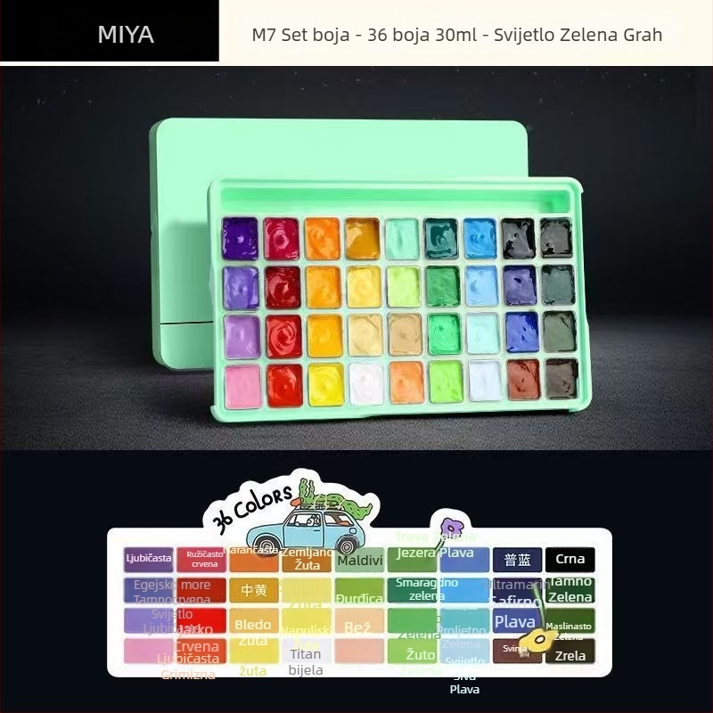 Mia gouache 24 boja 30 ml – set za umjetnost, prijenosni početnički paket M7