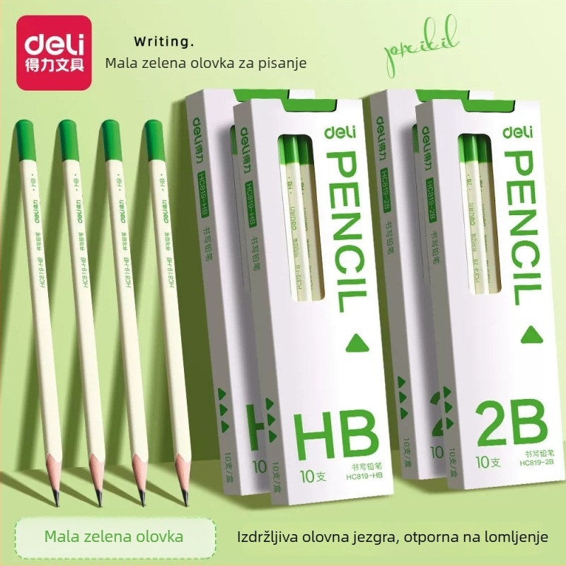 Deli trokutasta zelena HB/2B olovka za djecu, netoksična, otporna na lom, zaštita očiju, drvena školska olovka