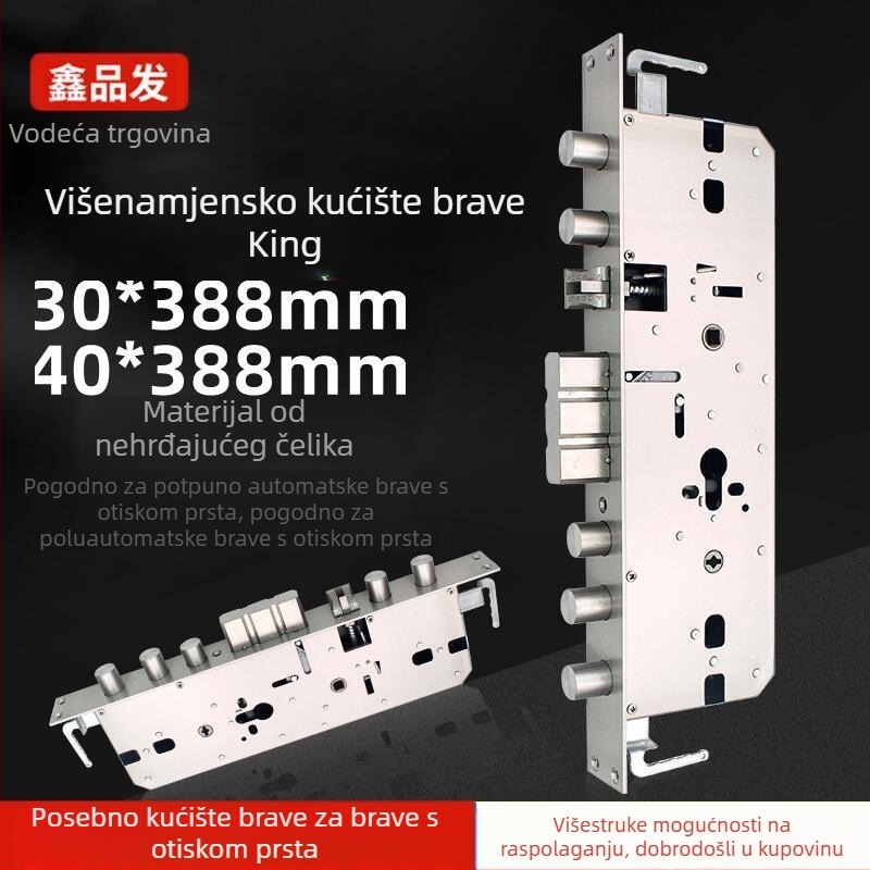 Na skladištu: višenamjensko tijelo brave od nehrđajućeg čelika, brava s otiskom prsta, potpuno čelični mehanički zatvarač za vrata, 40×388 mm