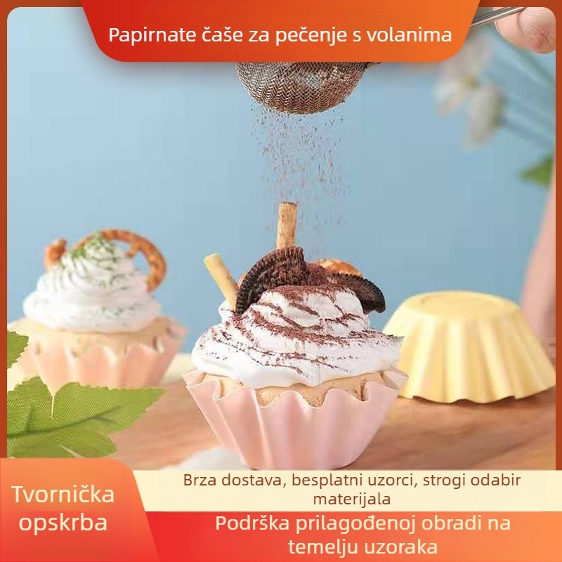Jednokratne papirnate košarice za mini cupcake-ove, dno od papira s PE premazom, pogodné za pećnicu