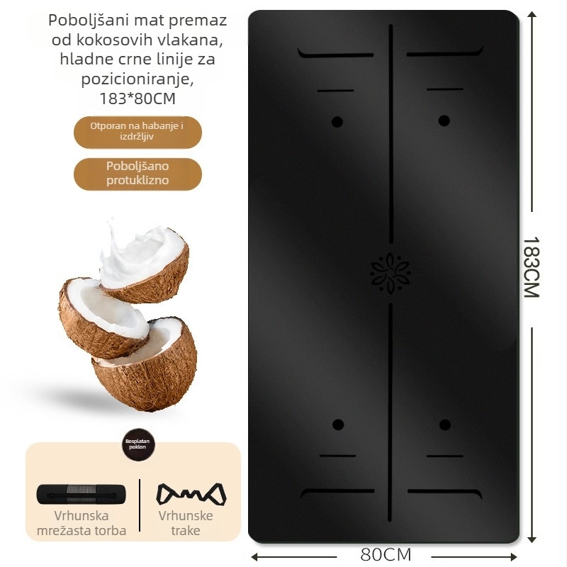 Joga podloga s protukliznom površinom, debela i šira, za kućnu upotrebu, ples i fitness, apsorpcija udaraca, tiha površina, geometrijski uzorak, veličina 183 × 80 cm, debljina 6 mm.