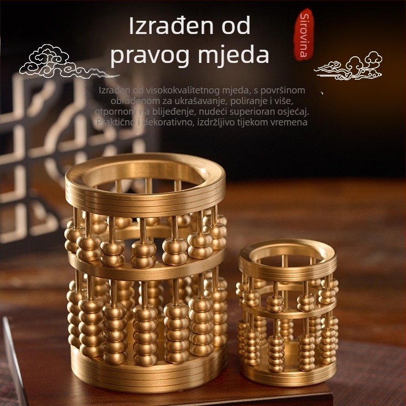 Dinghao latunski abakus držač olovke – kreativni set za pisanje, kućna i uredska dekoracija u kineskom stilu