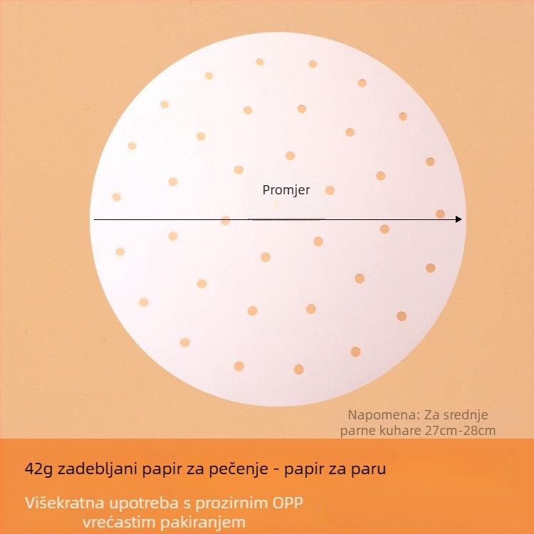 Hrana kvalitativni kružni debeli dvostrani jednokratni papir za kuhanje na paru, s silikonskom prevlakom, ne lijepi, za kućnu upotrebu