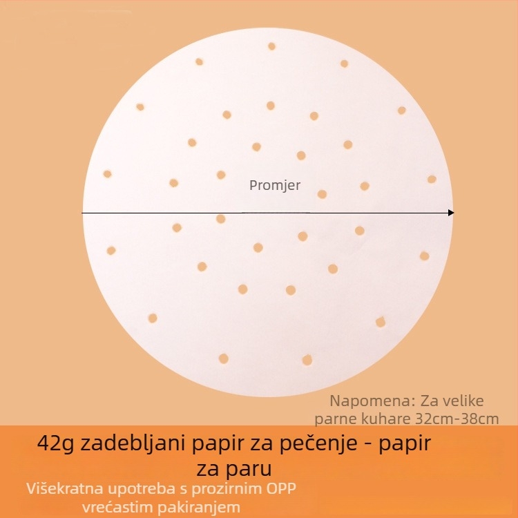 Hrana kvalitativni kružni debeli dvostrani jednokratni papir za kuhanje na paru, s silikonskom prevlakom, ne lijepi, za kućnu upotrebu