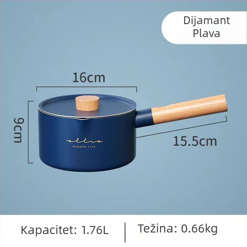 Japanskog stila neprijanjajući mali lonac za plin, pogodan za jednu osobu, za rezance, juhu i mlijeko.