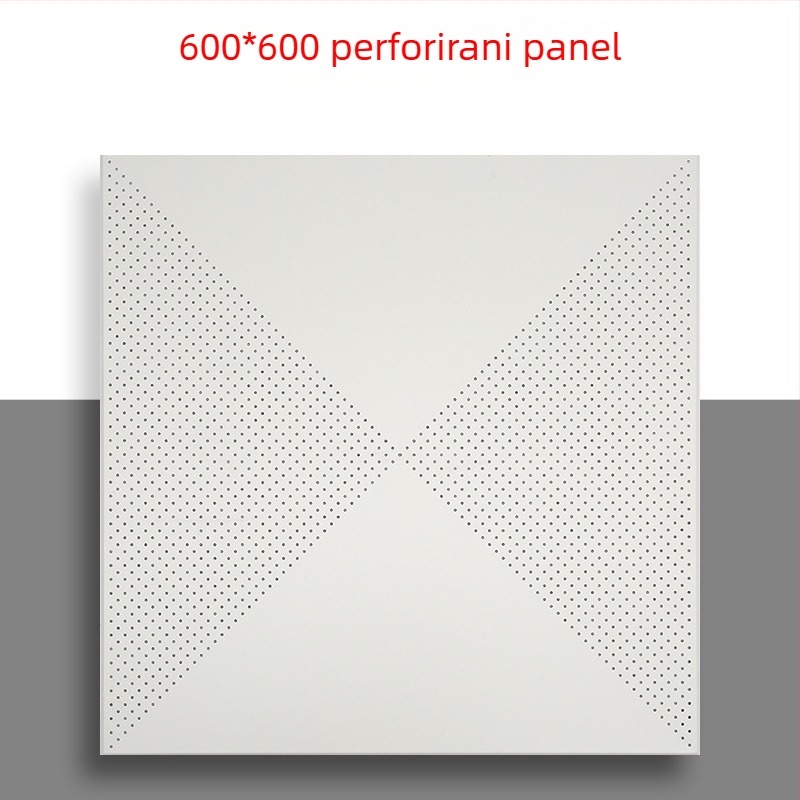 600x600 aluminijski perforirani panel za spušteni strop s mikrootvorima, za integrirane stropove, u urede, škole i tvornice