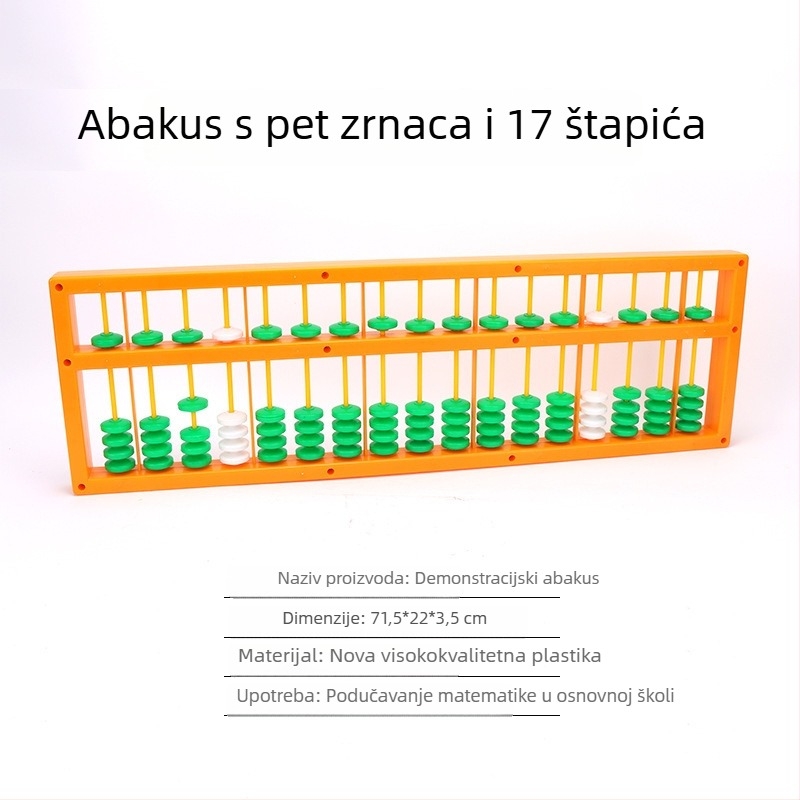 Deju nastavni abakus za matematiku, demonstracijski model s 5 i 7 perlica, 17 razina, školski didaktički alat