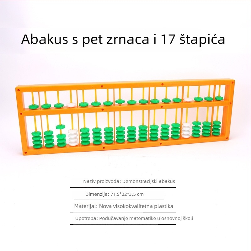 Deju nastavni abakus za matematiku, demonstracijski model s 5 i 7 perlica, 17 razina, školski didaktički alat