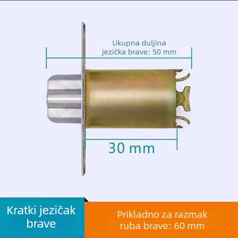 Loptasti jezičak brave i dodaci za unutarnja drvena vrata, jezgro brave