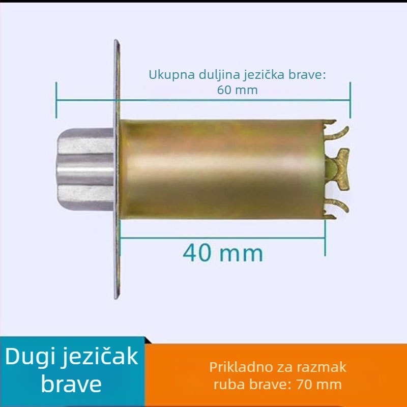 Loptasti jezičak brave i dodaci za unutarnja drvena vrata, jezgro brave
