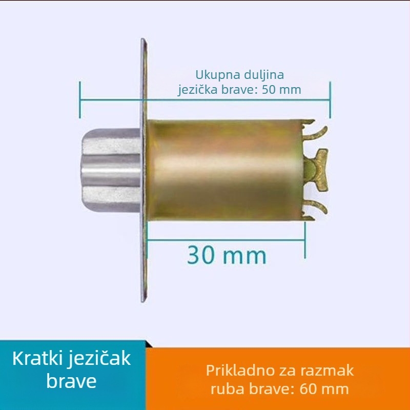 Loptasti jezičak brave i dodaci za unutarnja drvena vrata, jezgro brave