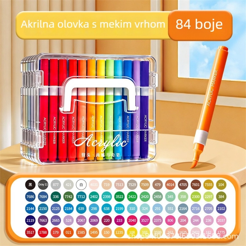 Akrilni markeri s mekanim vrhom, 6 boja, dječji markeri za crtanje, prozirni i složivi