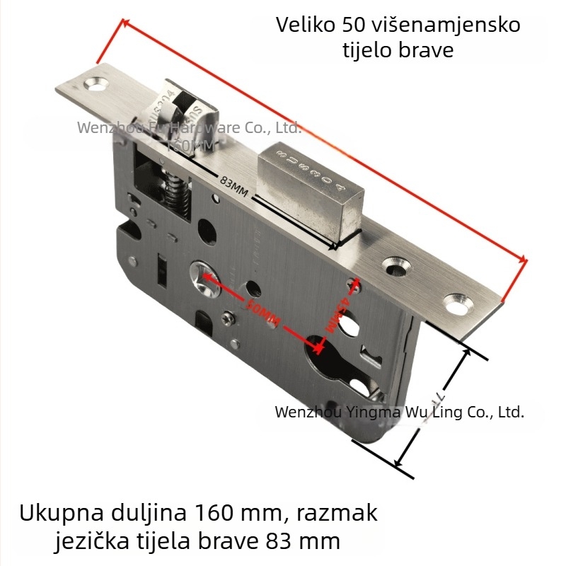 Tijelo brave od nehrđajućeg čelika, malo 50, višenamjensko, s funkcijom povratnog podizanja, za unutarnja vrata i drvena vrata, univerzalno