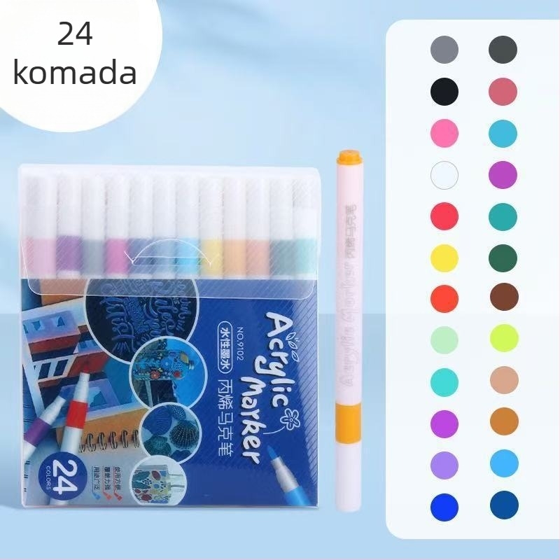 Markeri na vodnoj bazi s akrilom za učenike osnovne škole, neproziran, obojene boje koji se mogu slagati.
