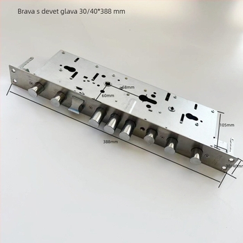 Tijelo brave za sigurnosna vrata 40×388, model 6068, nestandardni čelični prednji dio, brava s devet kukica