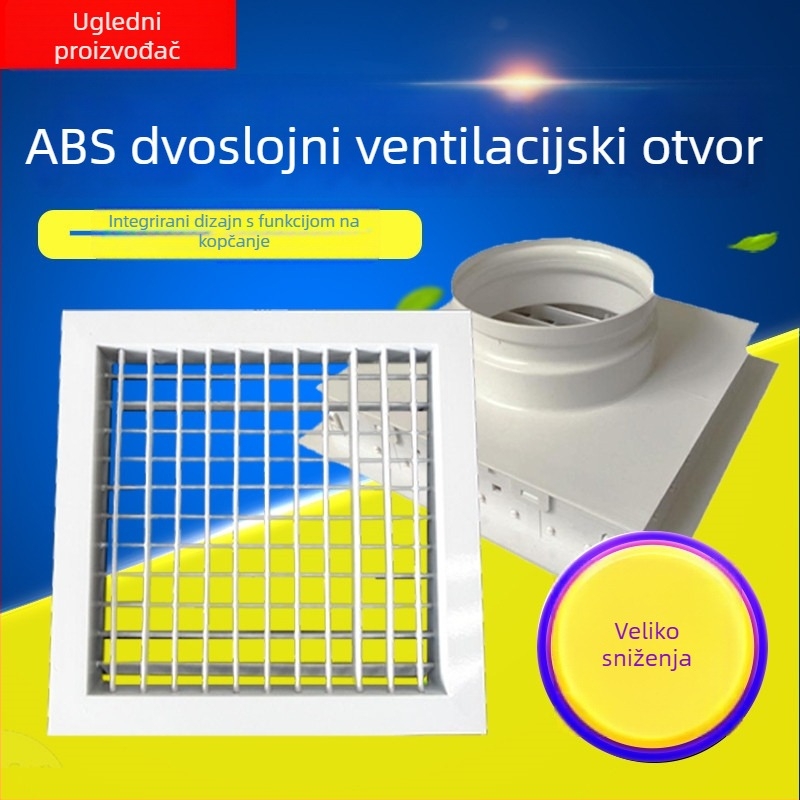 ABS dvostruki lamelirani izlaz zraka s kvadratno-kružnom rešetkom za centralnu klimatizaciju