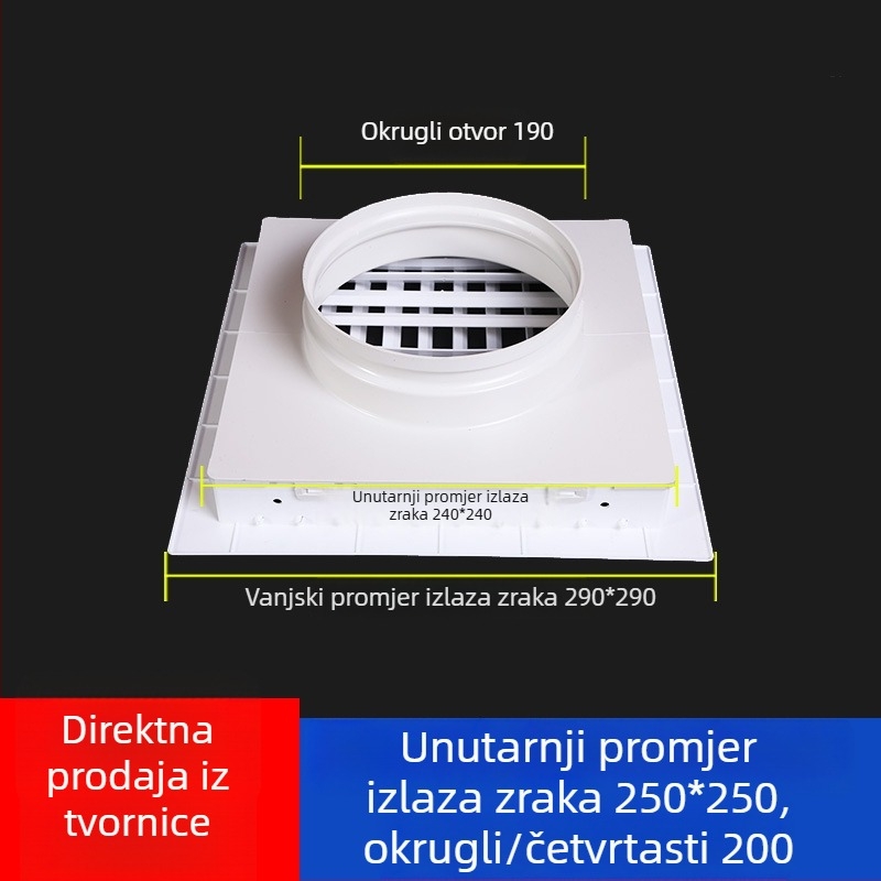 ABS dvostruki lamelirani izlaz zraka s kvadratno-kružnom rešetkom za centralnu klimatizaciju