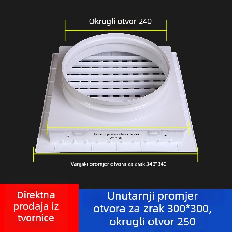 ABS dvostruki lamelirani izlaz zraka s kvadratno-kružnom rešetkom za centralnu klimatizaciju