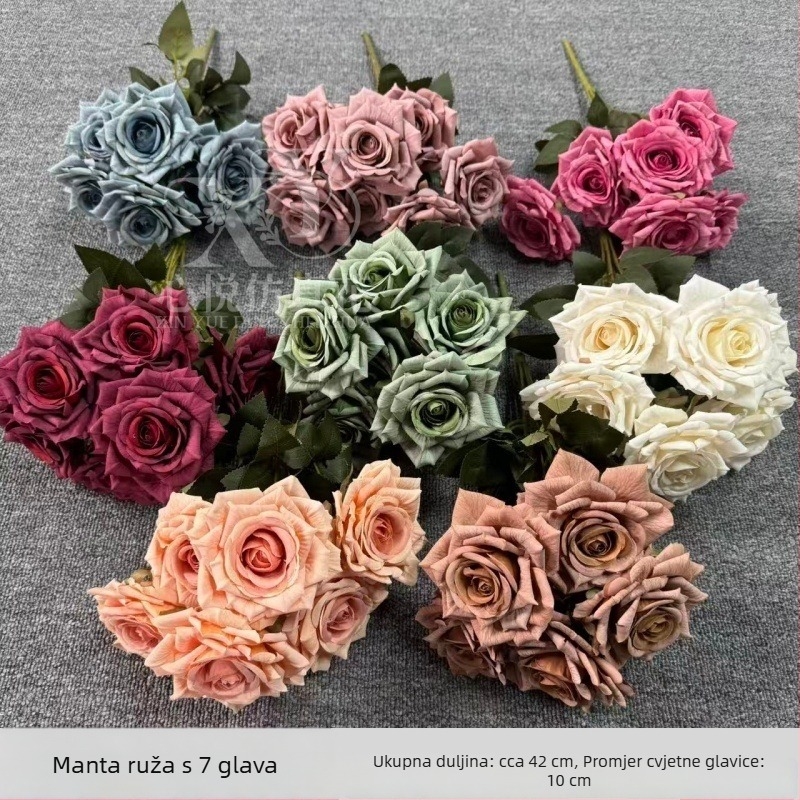Sedmeročlano manta ruža od svile za vjenčanje, rekviziti za fotografiju i kućnu dekoraciju