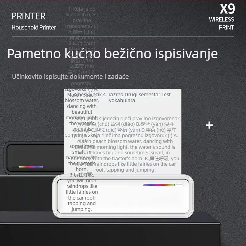 Kompaktni A4 termalni pisač s Bluetoothom za etikete i fotografije, bez tinte