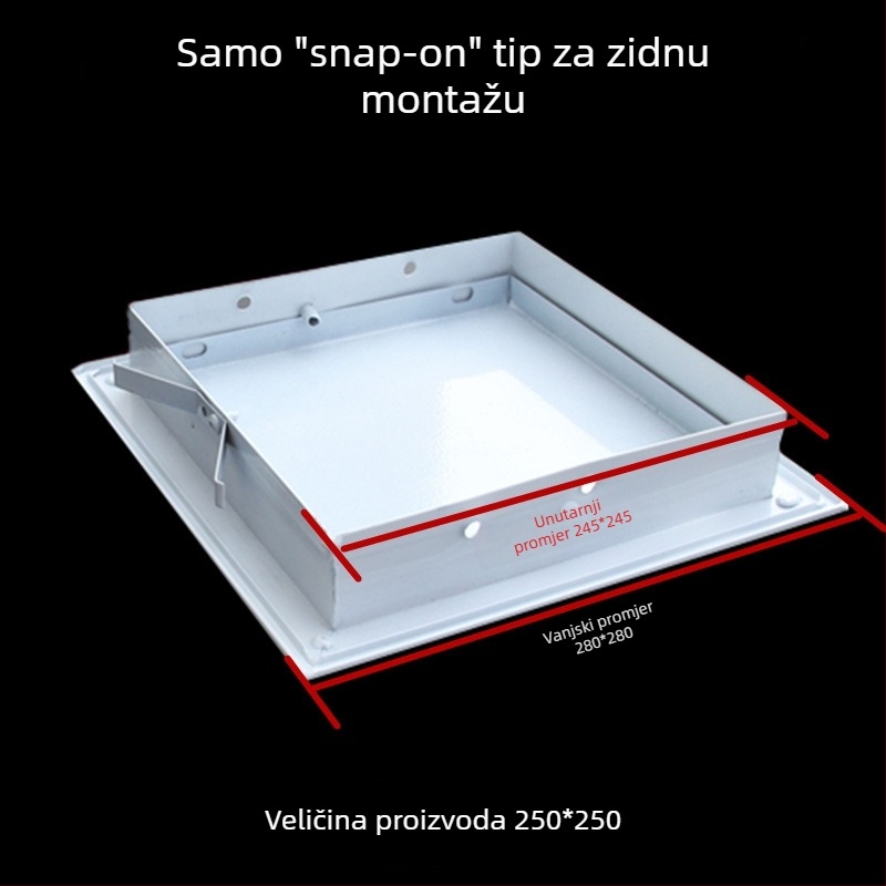 Aluminijski zidni pristupni otvor sa kopčom, bez bušenja, za inspekciju kanalizacijskih cijevi