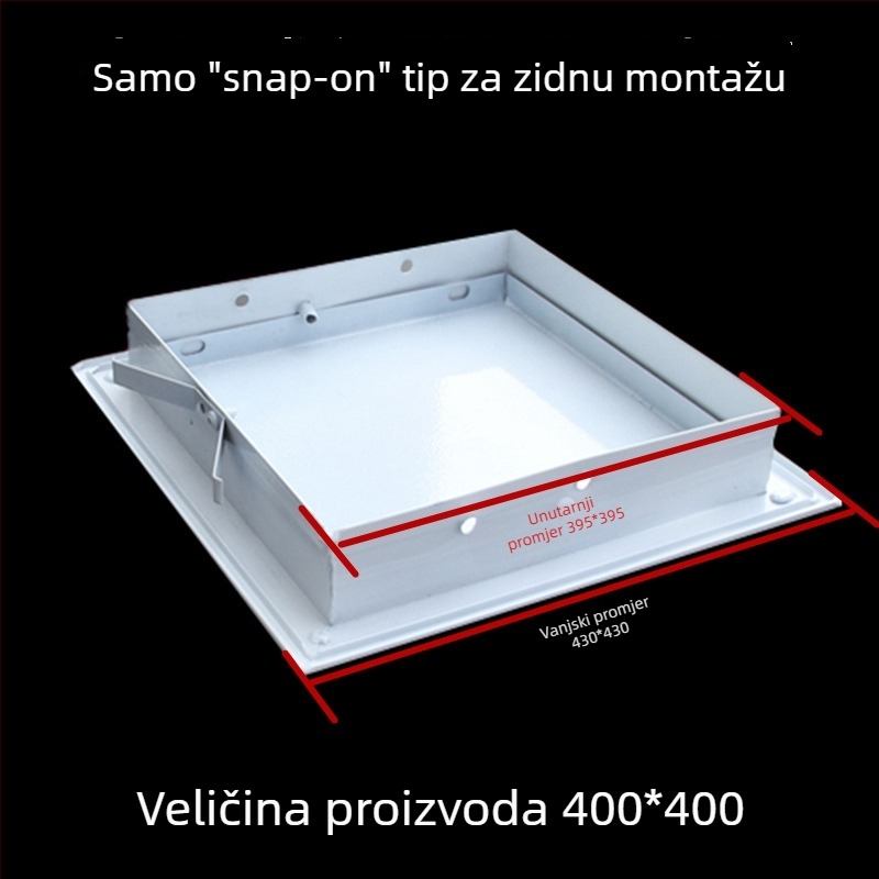 Aluminijski zidni pristupni otvor sa kopčom, bez bušenja, za inspekciju kanalizacijskih cijevi