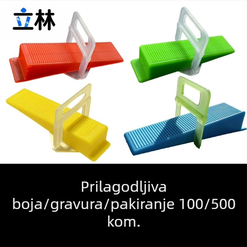 Prilagodljivi klinovi za niveliranje pločica s mogućnošću graviranja, bojom pakiranja i baznim umetcima — visokokvalitetni niveliatori