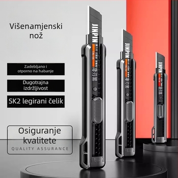 Crni teški višenamjenski nož za rezanje papira, otvaranje paketa i rezanje tapeta, oštar i izdržljiv