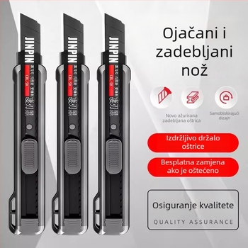 Crni teški višenamjenski nož za rezanje papira, otvaranje paketa i rezanje tapeta, oštar i izdržljiv