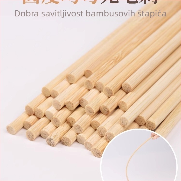 Bambus štapići za DIY arhitektonski model, čvrsto drvo, mali okrugli tanki štapići