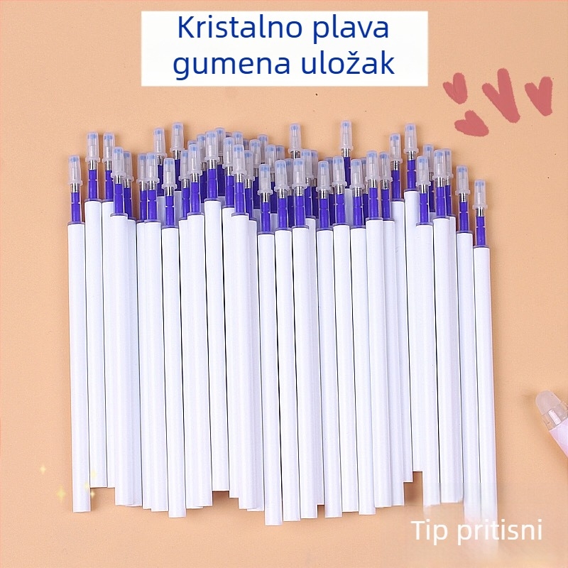 Izbrisivi refill za pero s pritisknim mehanizmom, kristalno plava i karbonsko crna, pakiranje 20/50 komada, MoEasy izbrisivi refill za učenike osnovne škole