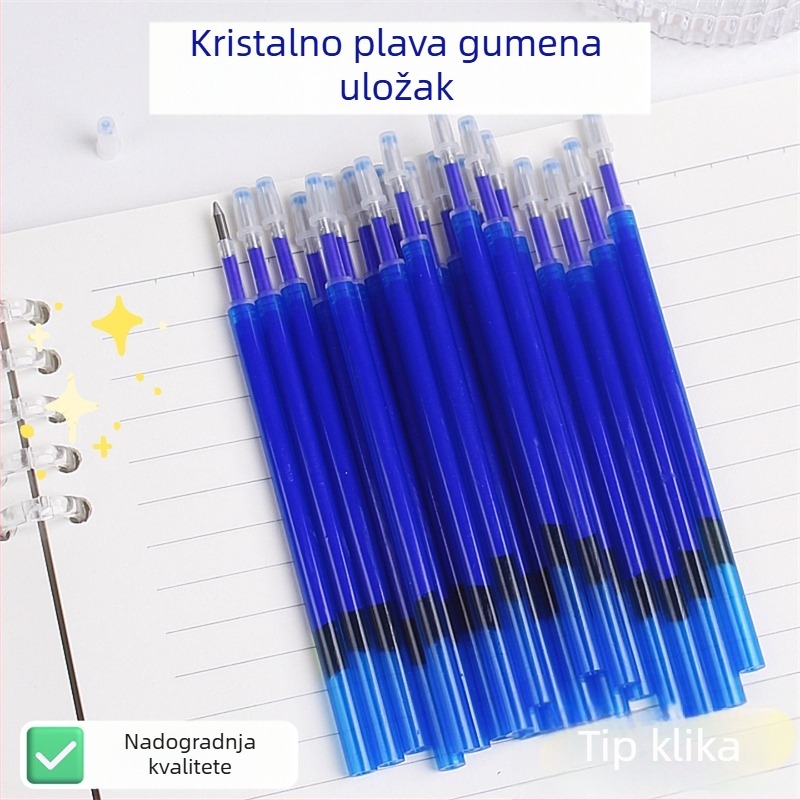 Izbrisivi refill za pero s pritisknim mehanizmom, kristalno plava i karbonsko crna, pakiranje 20/50 komada, MoEasy izbrisivi refill za učenike osnovne škole