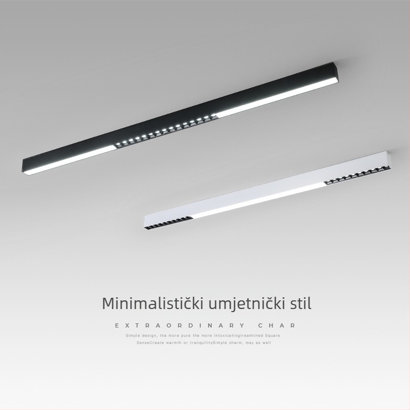 Minimalističko linearno stropno svjetlo s rešetkom za dnevni boravak, model 2025, površinska ugradnja, osvjetljenje za spavaću sobu bez glavnog svjetla