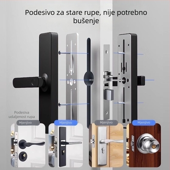 Drveni unutarnji pametni zaključak s otiskom prsta, bez bušenja rupa, za dom, stan i apartmane, s lozinkom i pametnim zaključavanjem