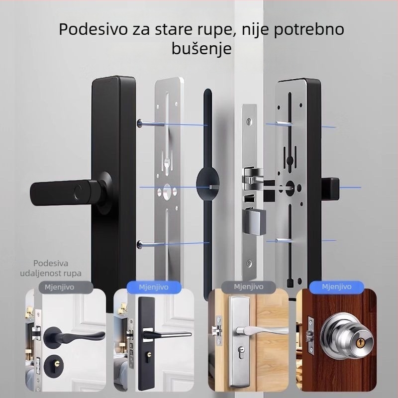Drveni unutarnji pametni zaključak s otiskom prsta, bez bušenja rupa, za dom, stan i apartmane, s lozinkom i pametnim zaključavanjem