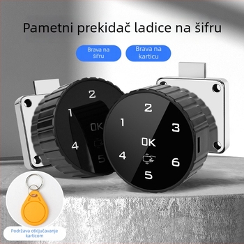 Pametno zaključavanje ormara s elektroničkom lozinkom i čitačem kartica, za ladice i metalne ormare