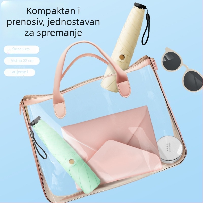 Ultra lagani trodijelni kišobran s UV zaštitom, otporan na vjetar, reklamni kišobran s logom, kompaktan