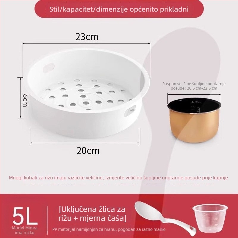 PP plastični posuda za paru za rižar, prehrambene kvalitetete, debeli, univerzalna posuda za paru